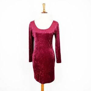 Vintage 90s wine red crushed velvet mini dress Molly Malloy All That Jazz Size 6